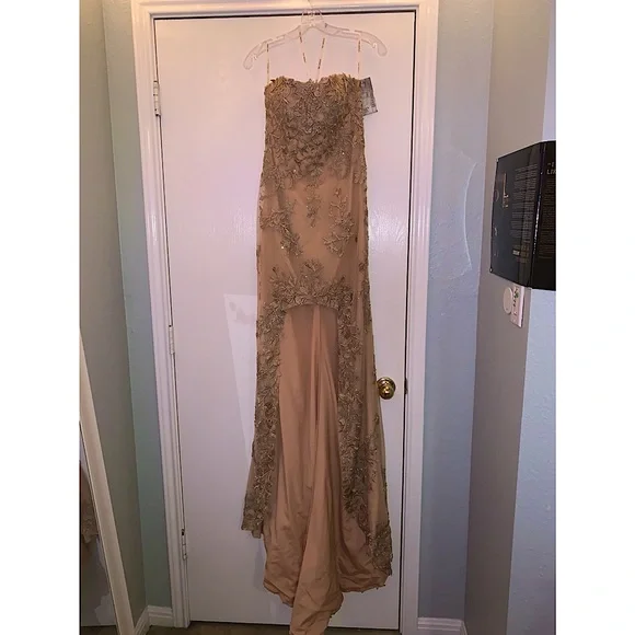 Sherri Hill | Dresses | Sherri Hill Spring 220 Prom Dress Size 4 Creamy  Nude Color Rose Gold Stones | Poshmark